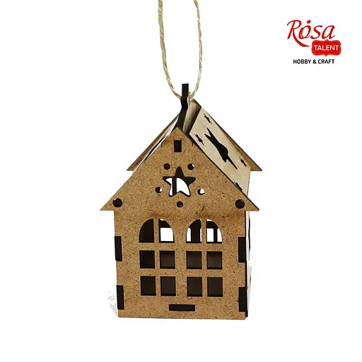 Заготовка Rosa Talent Хатинка з зіркою 1 з підвісом ДВП 7х7х10 см - фото 4