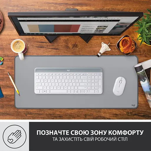 Ігрова поверхня Logitech Desk Mat Studio Series Mid Grey (956-000052) - фото 2