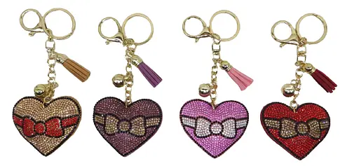 Брелок со стразами Сердце-бантик с кисточкой 6 см (в ассортименте) - фото 2