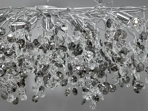 Овальна кришталева підвісна люстра у вітальню, 10 ламп, хром - фото 3