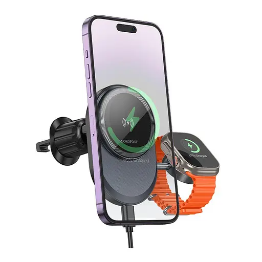 Автотримач Borofone BH219 Fine 2-in-1 15W Magnetic Wireless Charger - фото 2