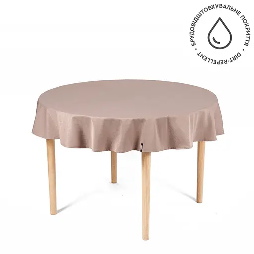 Скатертина кругла водонепроникна Sonex Sienna Ø150 см бежева (SO102571) - фото 2