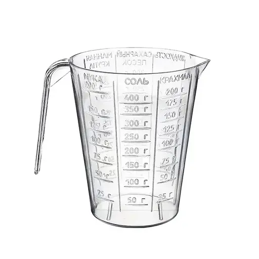 Стакан мірний пластмасовий прозорий з ручкою для харчових продуктів 250 мл, Господар Прозорий 87920 - фото 1
