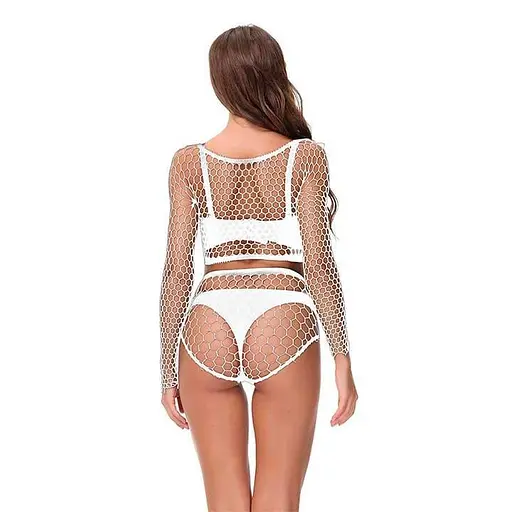 Еротичний комплект сітчастий топ та трусики S/M Білий K0545-3 - фото 2