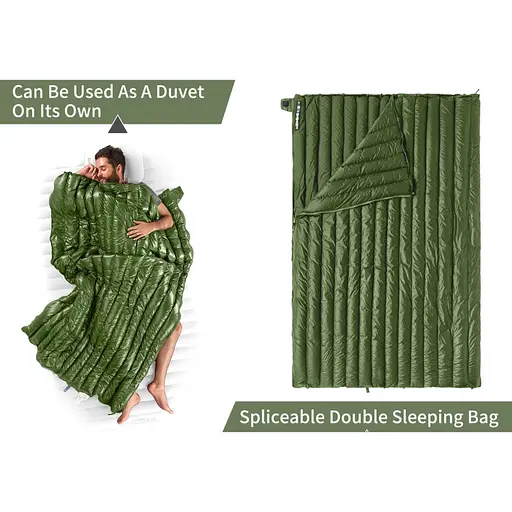 Спальный мешок с натуральным пухом Naturehike CWM295 CNK2300SD013, зеленый - фото 2