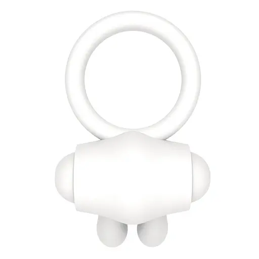 Эрекционное кольцо с вибрацией Lovetoy Power Clit 7.5 см белый - фото 4