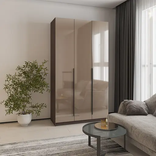 Шафа 3-дверна MebelStar Оскар Gloss BL-B, стандарт 120x52x220 см Дуб рістрето/Латте (MBS-5181) - фото 1