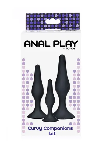 Набір анальних пробок TOYJOY Curvy Companions Kit 3 шт. (чорний) - фото 2