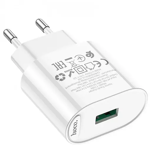 МЗП Hoco C109A Fighter QC3.0 18W (1USB-A) White - фото 4