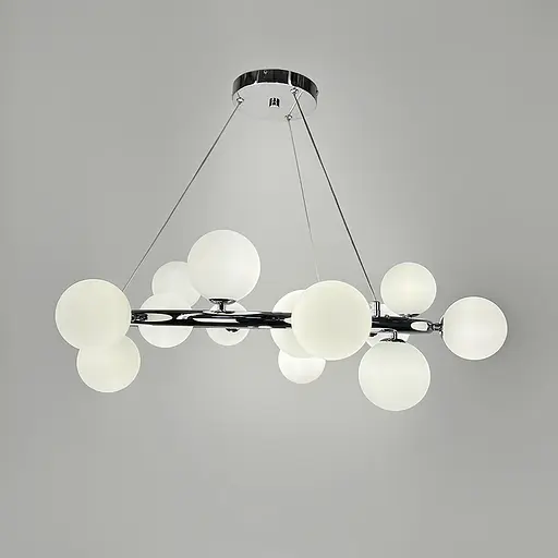 Кольцевая люстра в хромированном корпусе с белыми 15 плафонами Ø 75 см | Ст. SG 48/15 CH+WT | Line F - фото 5