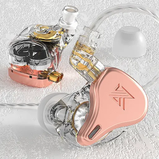 Наушники KZ DQ6S с микрофоном динамические розово-золотые. - фото 3