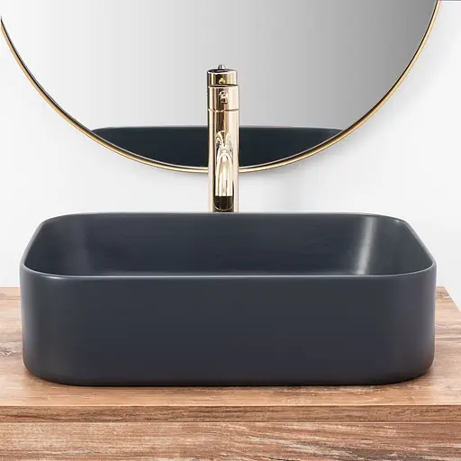 Умивальник Rea Kaya navy blue mat накладних REA-U5656, Синий - фото 4