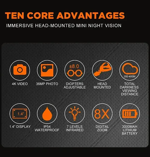 Монокуляр ночного видения NV8260 4K 1080P HD 8-кратным цифровым зумом - фото 10