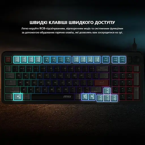 Клавіатура MSI FORGE GK110 UA 98key USB-A EN/UKR/RU LED Black (S11-04UA226-HH9) - фото 8
