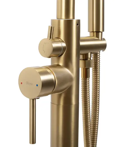 Смеситель для ванны Rea Aras brushed gold напольный REA-B2719 Золотой - фото 2