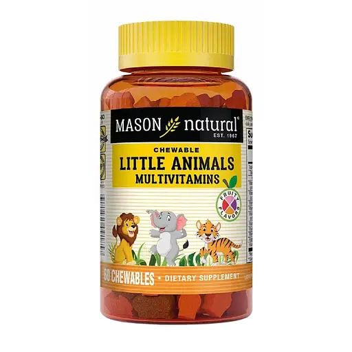Мультивітаміни для дітей Mason Natural Little Animals Multivitamins 60 жувальних пігулок