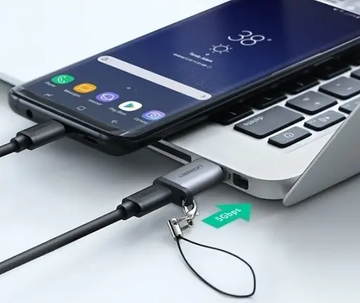 Адаптер Ugreen US276 USB3.0 to Type-C с карабином Space Grey Серый - фото 3