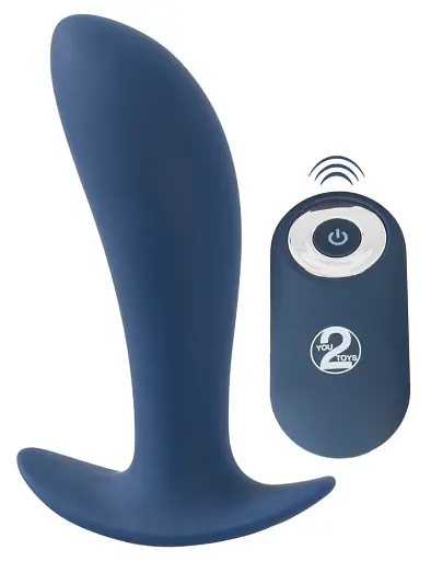 Стимулятор простаты Vibrating Butt Plug, 12 см синий - фото 2