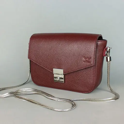 Жіноча шкіряна сумочка Yoko бордова флотар - фото 3