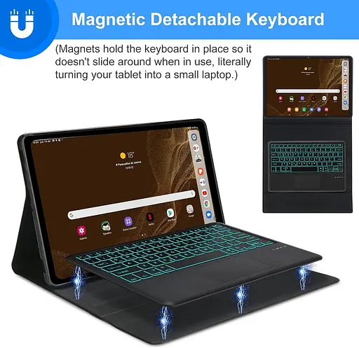 Чохол для клавіатури FOGARI Samsung Galaxy Tab S8 Ultra 14,6'' | Клавіатура трекпада з 7-колірним підсвічуванням для Samsung - фото 5