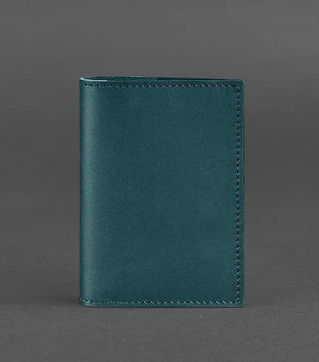 Шкіряна обкладинка для паспорта та військового квитка 1.2 зелена - фото 1