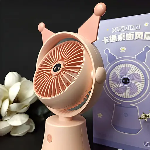 Дитячий настільний USB-вентилятор на акумуляторі Kuromi рожевий (FQ1525) - фото 3