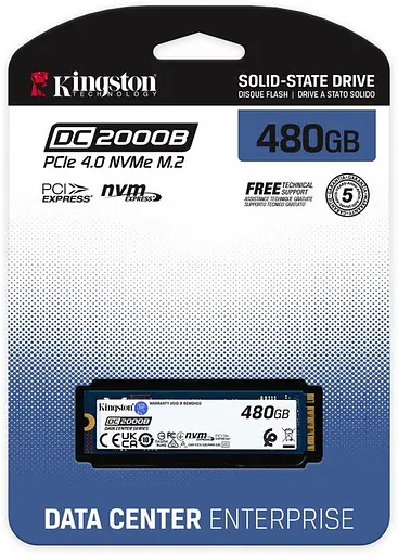 Накопичувач внутрішній SSD M.2 Kingston DC2000B 480G NVMe 2280 PCIe 4.0 x4 3D NAND TLC - фото 3