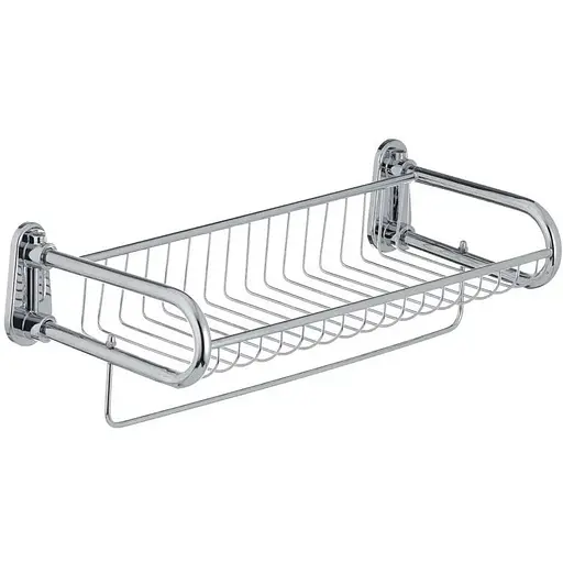 Полиця для ванної кімнати Zerix з решіткою та нижнім кріпленням LR336 LL1454, хром - фото 1