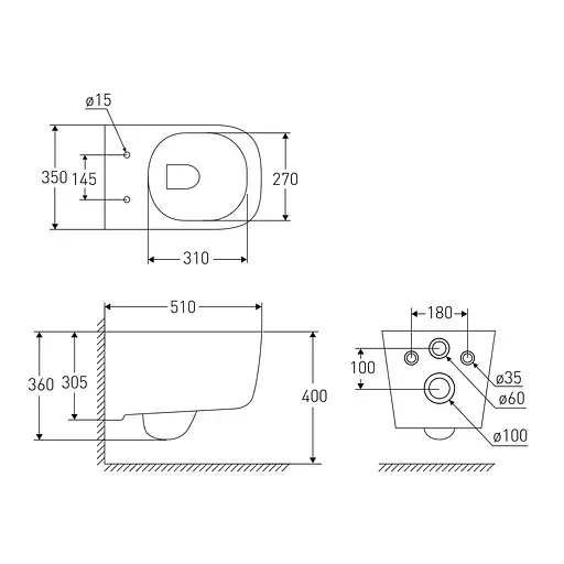 Унитаз подвесной Volle Hippo Rimless сиденье Slim slow-closing white 13-44-202, Белый - фото 2