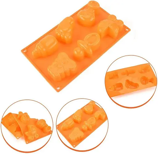 Форма силіконова на планшеті 3D молд "Дитячий" на 6 фігурок 29x17 см, Kitchen Master Блакитний 86126 - фото 7