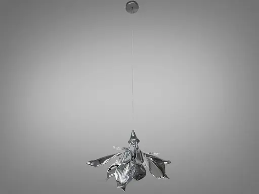 Красивая подвесная люстра с керамическими элементами, 3 лампы, хром. - фото 2