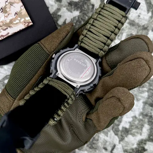 Наручний годинник чоловічий 005CMGYSU ЗСУ Сірий камуфляж Паракордний ремінець Army Green + Коробка Patriot acs0031041 - фото 5