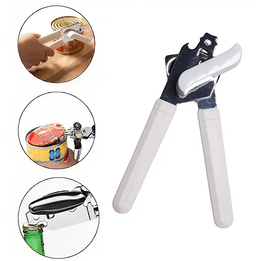 Консервный нож открывалка для консерв консервооткрыватель нержавеющая сталь пластик 20 см, Kitchen Master Белый 85462 - фото 3