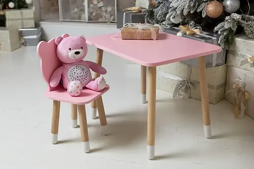 Дитячий прямокутний столик (Рожевий) та стільчик Ведмедик (Рожевий) - фото 7