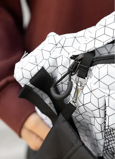 Большая женская поясная сумка бананка Sambag DynamicDart принт "Square" 38×21×7 см (80411150) - фото 4