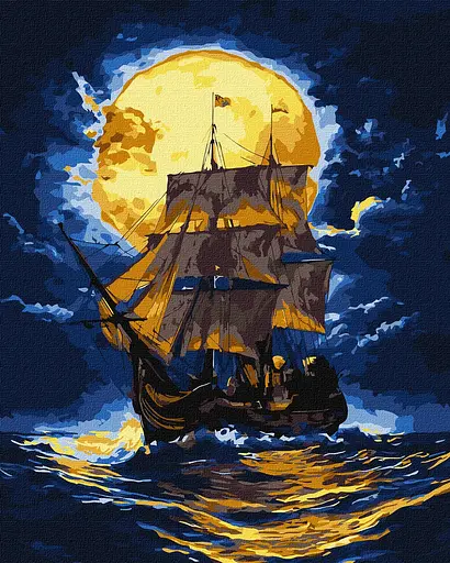 Набір для розпису по номерах Там, де небо зустрічає море з фарбами металік extra, Ideyka, 40x50 см, КНО6375