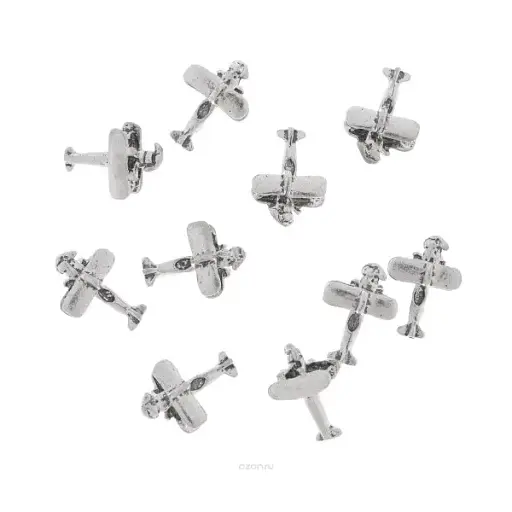 Набір металевих підвісок "Літак", 10х20мм, 10 шт