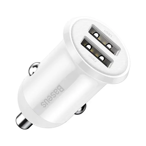 Автомобільний зарядний пристрій Baseus Grain Pro Car Charger (Dual USB 4.8 A) Білий - фото 1