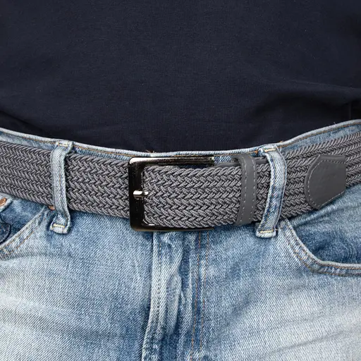 Ремень резинка мужской PS-40045 (115 см) серый плетеный - фото 5