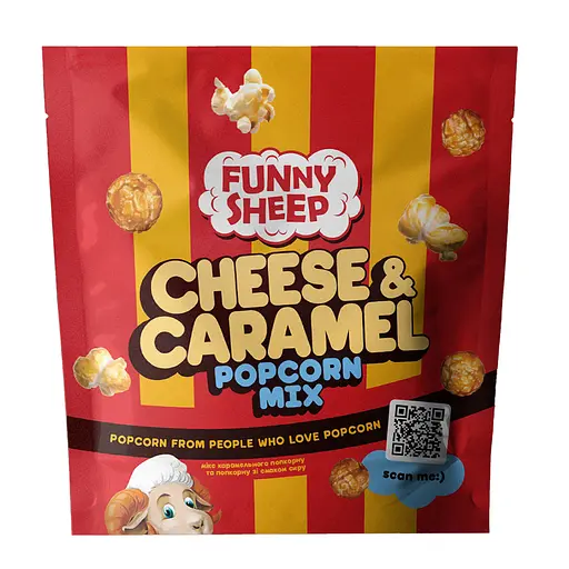 Попкорн в карамеле и попкорн со вкусом сыра Funny Sheep 120 г - фото 1