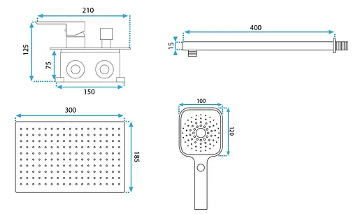 Душова система Rea Moby brushed gold + BOX прихованого монтажу REA-P2403, Золотий - фото 5