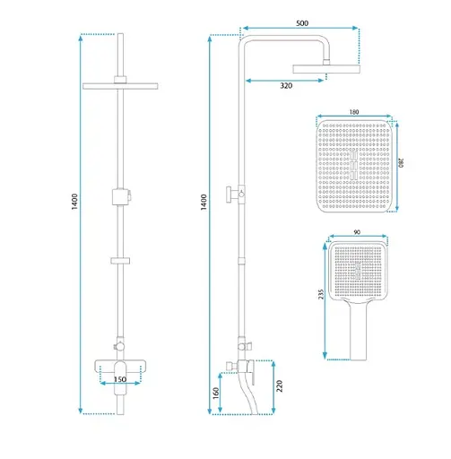 Душова система Rea Maximus black з виливом REA-P2412, Чорний матовий - фото 5