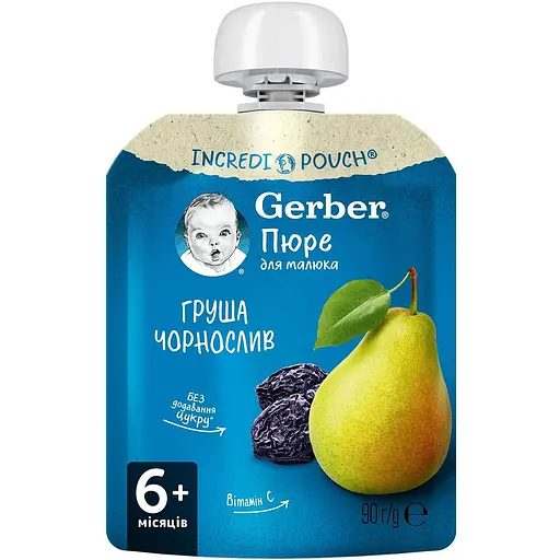 Пюре Gerber Pouch Груша и чернослив 630 г (7 шт. х 90 г) - фото 2