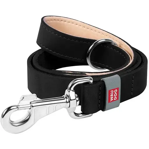 Повідець для собак Waudog Classic шкіряний чорний