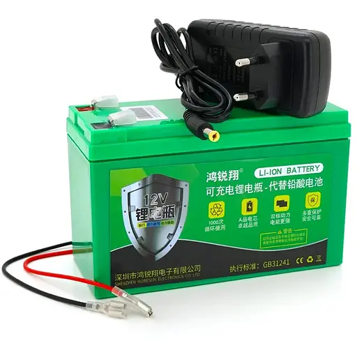 Акумуляторна батарея літієва 12 V 16A з елементами Li-ion 18650 (150X65X94) вага 1095 грам + зарядний пристрій 12,6V 2A