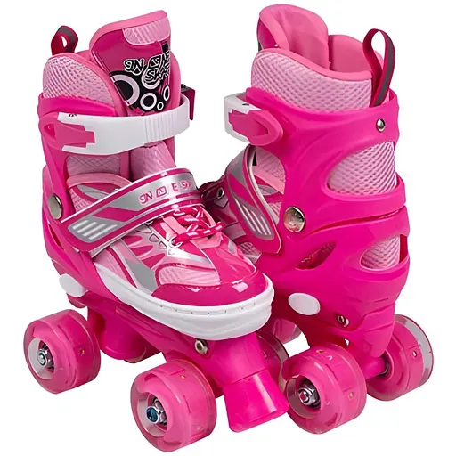 Ролики квади RS-0039 M (34-38) з підсвіткою рожеві