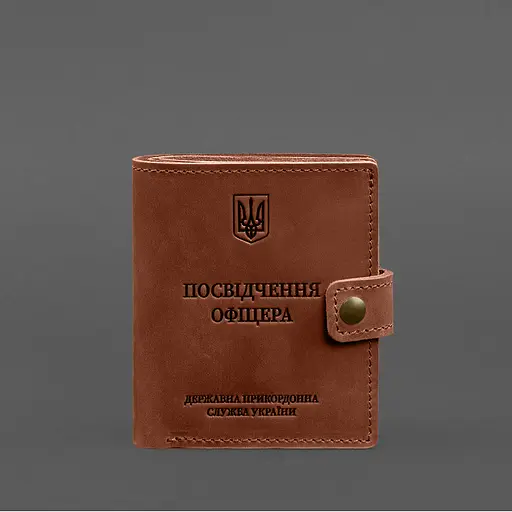 Кожаная обложка-портмоне для удостоверения офицера ГНСУ 11.2 светло-коричневая Crazy Horse - фото 7