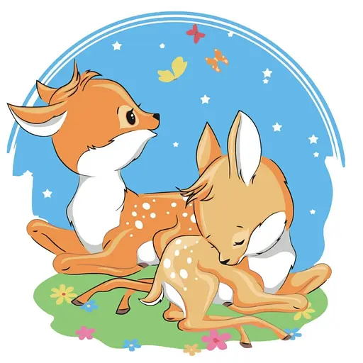 Набор для росписи по номерам Семейство оленят, Strateg, с лаком, 30x30 см, ES038