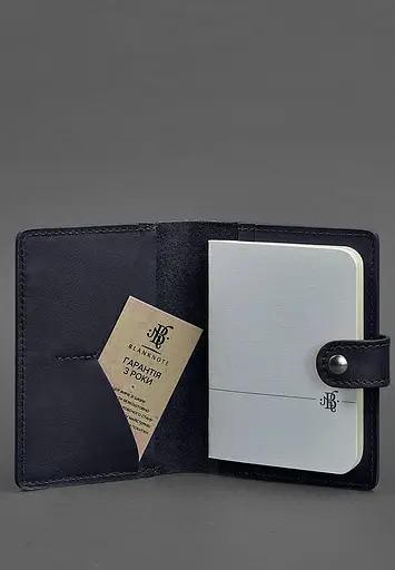 Кожаная обложка для паспорта 3.0 темно-синяя - фото 3