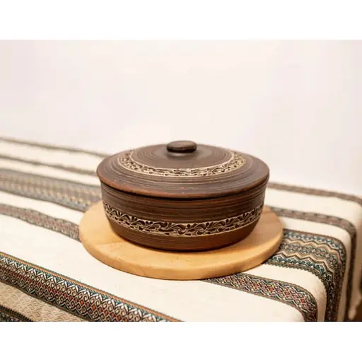 Супнник із ручками 2,5 л керамічний (глиняний) з орнаментом